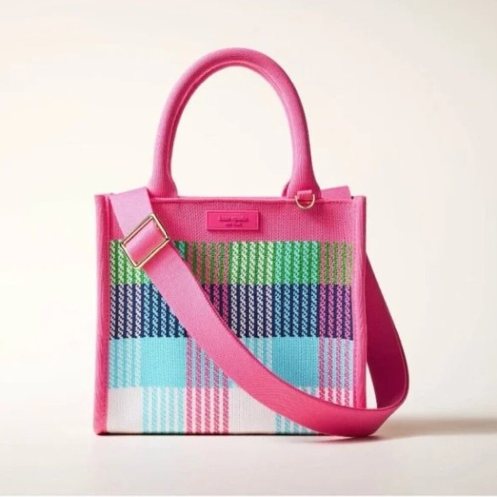 NWT LE kate spade new york Plaid Knit Crossbody Bag (Red/Pink/Green/Blue)